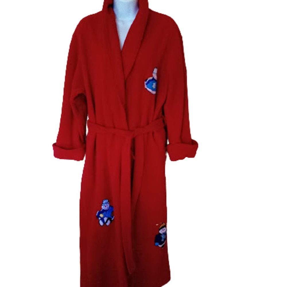 Red Plushy Robe Size Medium - Picture 3 of 4